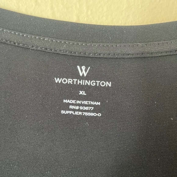 Worthington Black Relaxed Blouse Gathered Short Sleeve Size XL - Picture 3 of 8